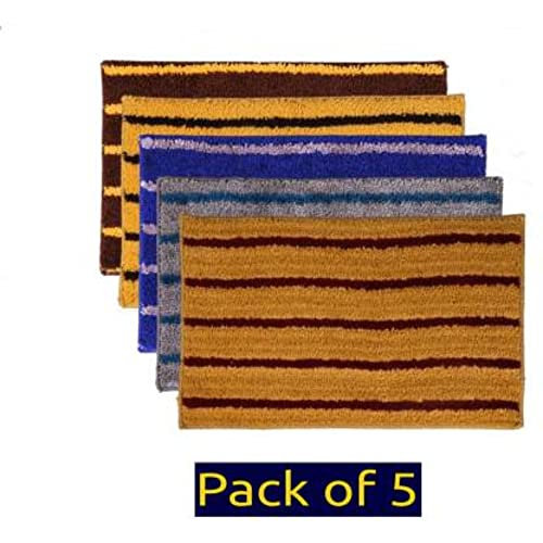 Image of Anti Skid Doormats for Home and Office Entrance Living Room and Bathroom Mats | Entrance Door Mats for Home and Office Entryway. (Pack of 5 (Line Y-G-B-Y-BR), 20x32)
