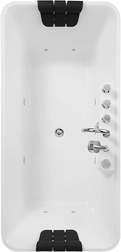 Miniatura 9 de Empava Bañera de hidromasaje independiente blanca de 59 pulgadas rectangular con 8 chorros de agua ajustables de hidromasaje