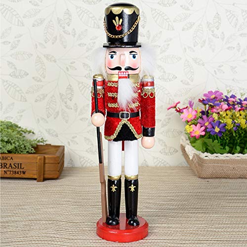 Happy L Nutcracker Christmas Decorations, 12 Inch Traditional Wooden Nutcrackers King Soldier, Festive Xmas Décor for Shelves and Tables (Gun)