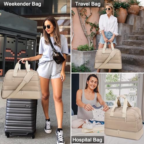 CAMTOP Travel Weekender Bags for Women with Shoe Compartment Quilted Puffer Tote Bag Carry on Duffle Bag for Overnight Bag3