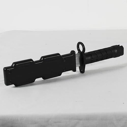 Miniatura 2 de Zonzxcv Cuchillo de utilería de juguete para niños, cuchillo falso seguro para fiesta de Halloween, 10 pulgadas (negro con vaina)