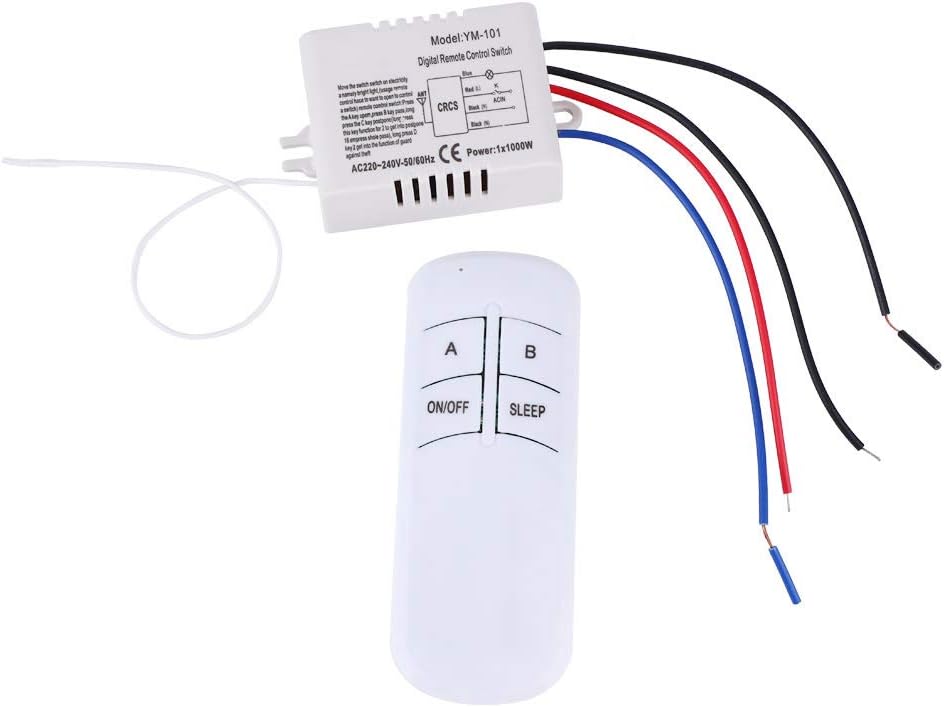 Wall Remote Control Switch,200-265V Wireless Remote Wall Switch Lamp Light Digital Wall Remote Control Switch Receiver Transmitter with Wireless Digital Single-chip Coding,ABS Flame Retardant Material
