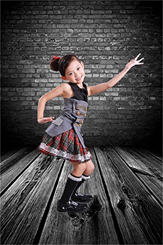 Laeacco Vinyl Photography Backdrop 3X5Ft Blurry Grey Brick Wall Wood Floor Personal Portraits Studio Props 1X1.5M #TOP2