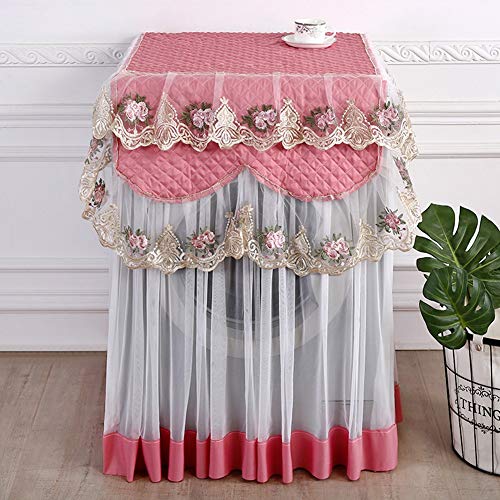 60x60x85 Cm Coperchio per Lavatrice in Pizzo Rosa, Tocco Morbido, Copertura Protettiva a Prova di Polvere con Squisito Ricamo per Casa, un Buon Assorbimento di umidità, Adatto