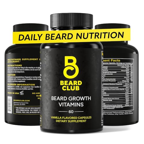 The Beard Club - Beard Growth Vitamins - Support A Thicker Fuller Beard Fill in Patches - Minerals & Multi-Vitamins Help Support and Stimulate Healthier Facial Hair Growth