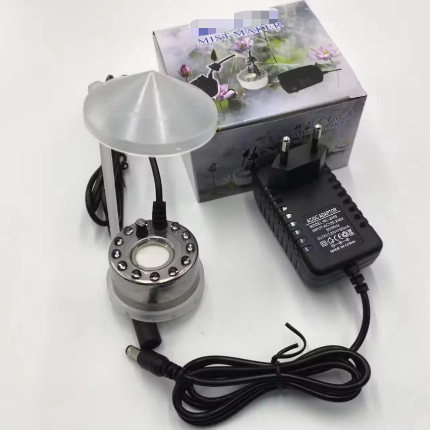 Asian Pumps Ultrasonic Mist Maker Humidifier Fogger 12 LED &amp; SplashGuard for Decorative Purpose Most Powerful Fog 500M/lh