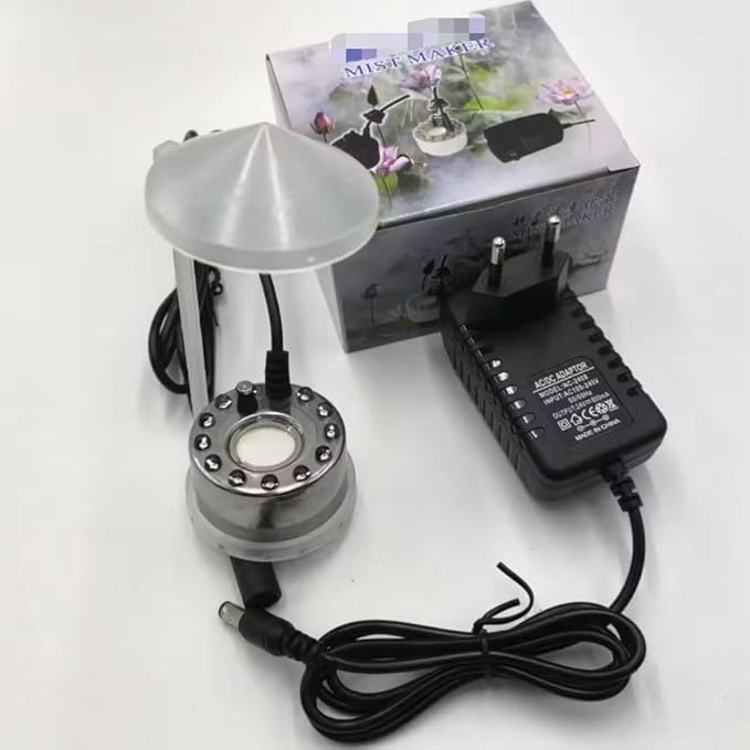 Asian Pumps Ultrasonic Mist Maker Humidifier Fogger 12 LED &amp; SplashGuard for Decorative Purpose Most Powerful Fog 500M/lh