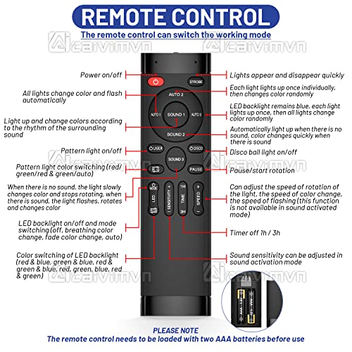 Party Lights Disco Ball Light, Sound Activated Dj Disco Light Led Stage Lights Strobe Lights With Remote Control For Parties Indoor Birthday Gift Bar Club Christmas Halloween Wedding Home Decorations #TOP4