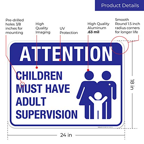 Cartel de supervisión para niños 18x24 in aluminio miniatura 3