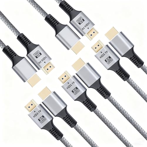LNOSANLO 8K HDMI Cable 2.1 5-Pack, High Speed HDMI Cable