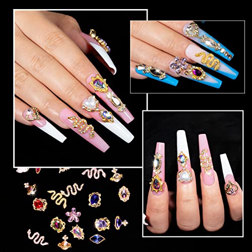 Nail Art Rhinestones Kit, Round Beads Flatback Crystals Multi Shapes Glass Crystal Rhinestones For Nail Art Makeup Face Decor Crafts Supply (Classic Style) #TOP2