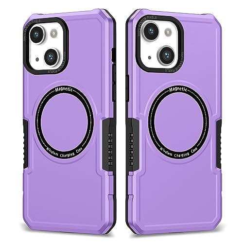 Coque magnetique iPhone 15 violette fine et antichoc anti-poussiere