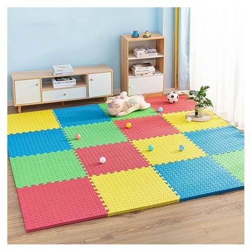 Image of Exercise Puzzle Gym Mat: Interlocking EVA Foam Floor Tiles for Protective Flooring and Workouts(6 Mats-2 Red /2 Blue /Green /Yellow) (6 Mats- 24 Sq.ft)