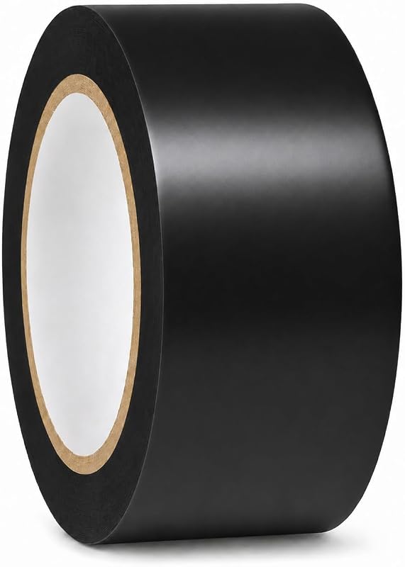 Fita de marcação de piso e pinstriping preta GGR Supplies CVT-536 em vinil SPVC, 5,08 cm x 32,92 m – 1 rolo
