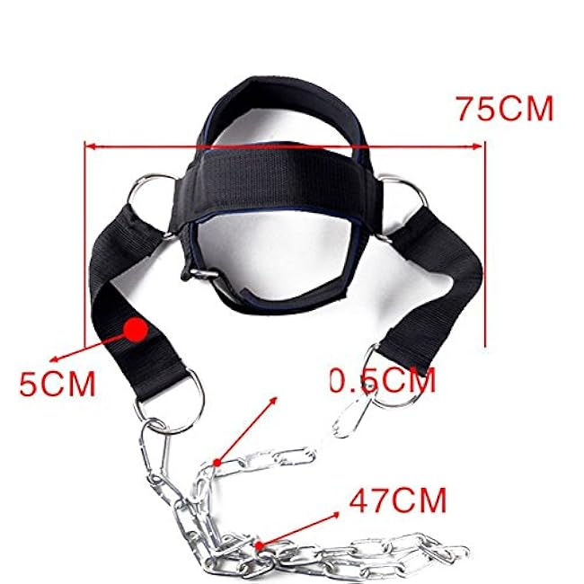 Padded Neck Training Head Harness with Chain Weight Lifting Chin & Head Neck Exerciser Straps Gym Bodbuilding Equipment for Stronger Neck