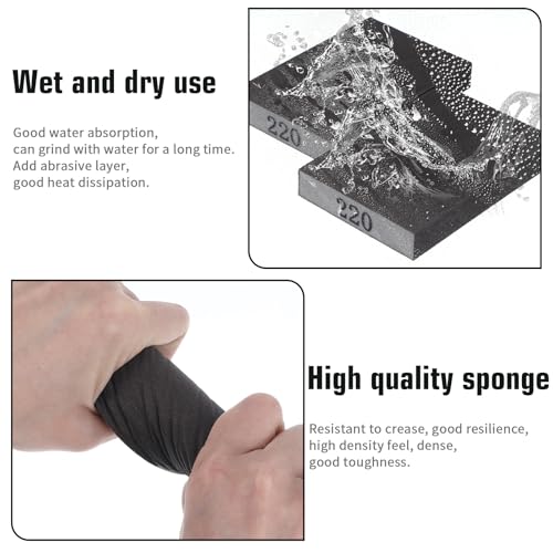 6 Stück Schleifschwämme, 220 Körnung Schmirgelpapier Waschbar Handschleifer Wiederverwendbar Schleifklötze Schleifpads Sortiment für Schleifen, Polieren Metall, Holz, Stahl, Edelstahl