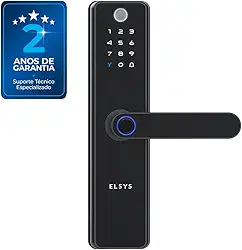 Fechadura Digital de Embutir, Wi-Fi com Biometria, Elsys, SAX, Preta - Abertura via Biometria, Senha Numérica, Aplicativo, Campainha