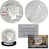 Proud Patriots America 250th Anniversary Peace Dollar Nickel Proof Coin 1776-2026 Double-Dated Tribute with Red, White & Blue Privy Mark 39mm Non-Monetary Collectible