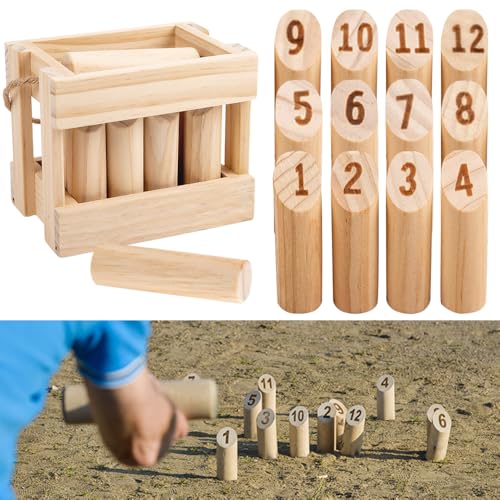 HIULLEN Kubb Wikingerspiel, Original Wikinger Spiel, Finnisches Wurfspiel,...