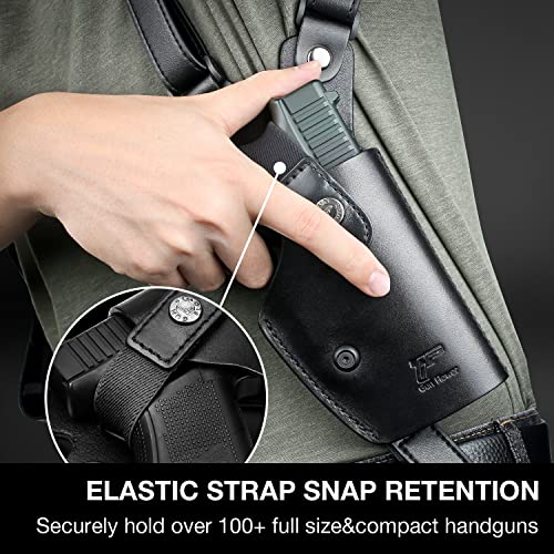 Handmade Universal Leather Shoulder Holster Compatible With Glock 17/19, 1911, Taurus G2C/G3C, M&P 9, Sig P220/P226, 92Fs, And More, Vertical Concealed Holster With Double Mag Holster, Right Hand #TOP2