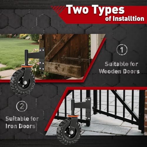 8 Inch Fence Gate Wheel for Wooden Gate, Heavy Duty Gate Wheel with 600 lbs Capacity, 360° Rotation Door Caster with Spring, Suitable for Metal Gate, Farm Gate, Cattle Gate, Villa Gate, Sagging Gate by LDCASTER - Used condition - Image 4