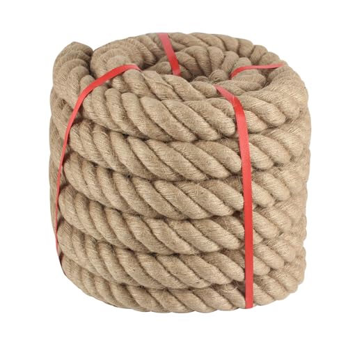 Twisted Manila Rope 2 in x 25 ft Natural Ropes Thick Hemp Rope for Railing Docks Tug of War Decorating Crafts Nautical Landscaping Swing Hammock