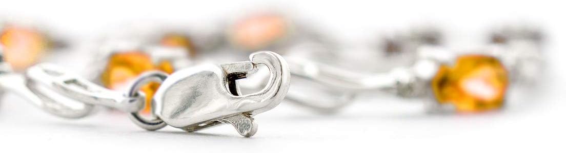 Galaxy Gold GG 14K Solid Gold, Natural Citrine and Diamond Tennis Bracelet - November Birthstone, Stone of Joy & Abundance, 7-8.5 Inch, Fine Jewelry for Women