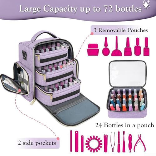 Bolsa de esmalte de uñas compacta con acabados premium y secciones externas 7