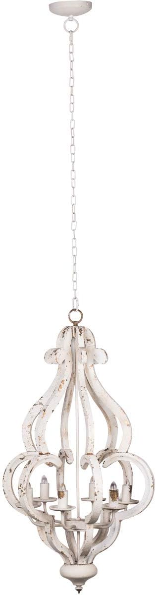 A&B Home Carved Wooden Chandelier, White