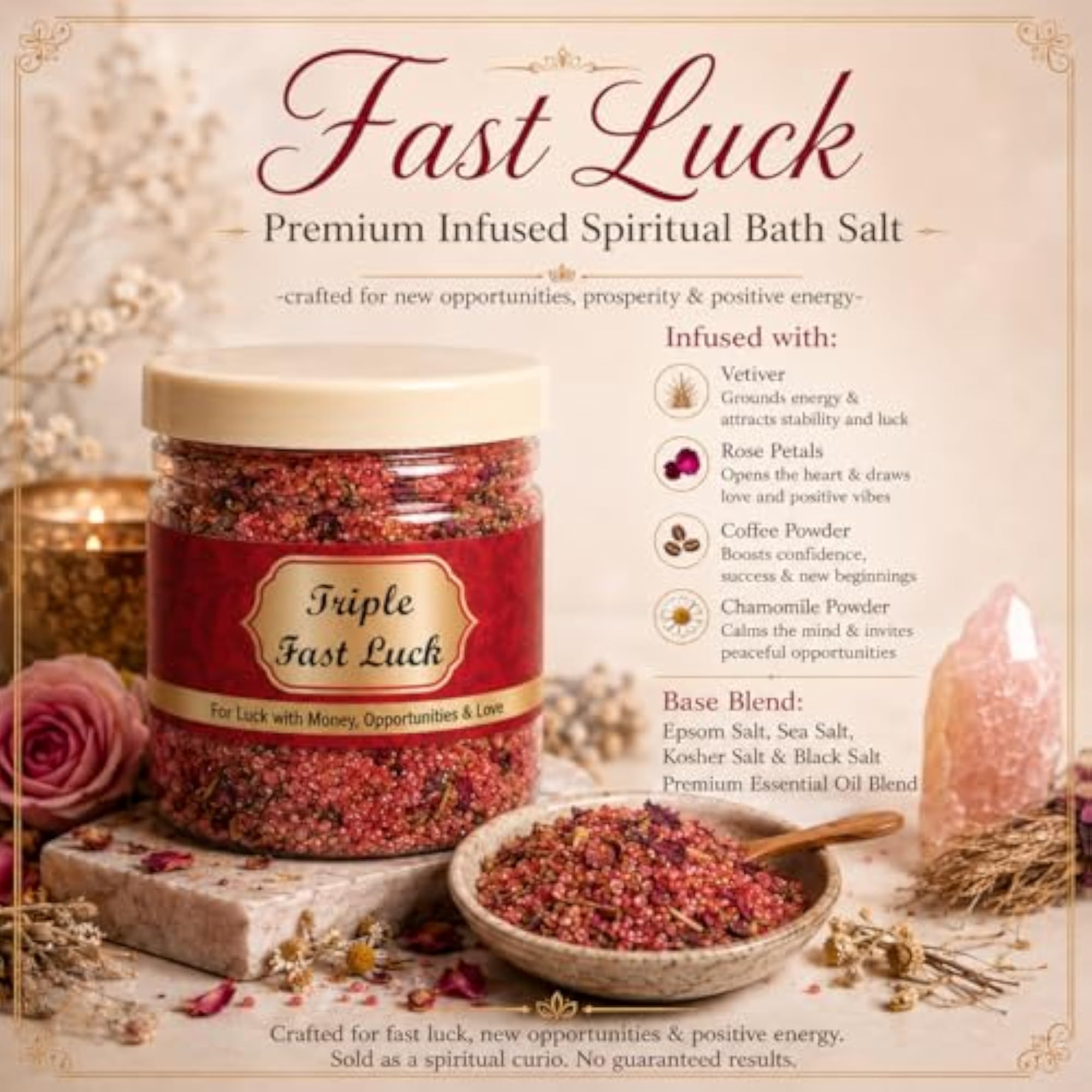 Triple Fast Luck Spiritual Bath Salt, Positive Energy