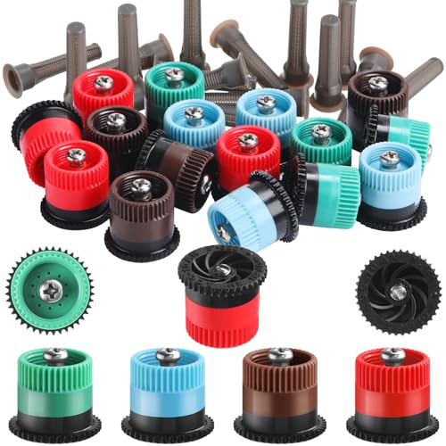 Honoson 16 Pcs Variable Arc Nozzle Radius High Efficiency Replacement Pop up Sprinkler Heads Compatible with Rainbird, Hunter, Orbit Pop-up Sprinklers (4/6/8/10 Van,Green,Blue,Brown,Red)
