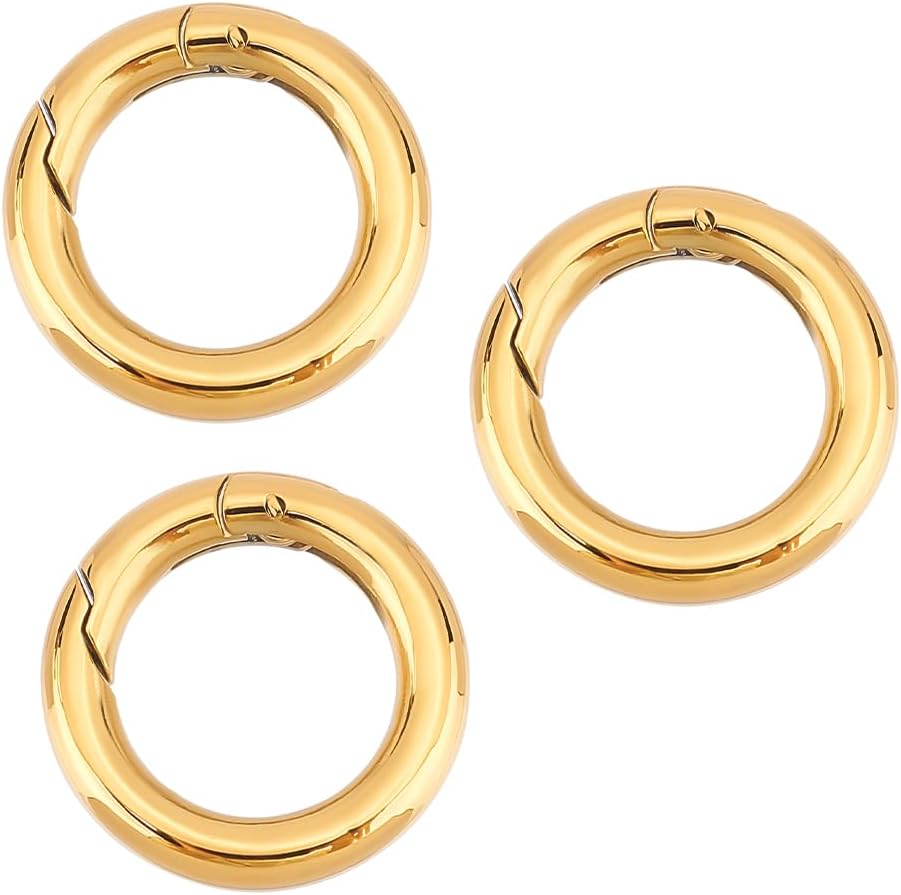 UNICRAFTALE 3Pcs 20.5mm 7 Gauge Spring Gate Rings 201 Stainless Steel Snap Clasps Round Carabiner Clips Snap Hooks Spring Keyring Buckle Clasps for Bag Purse Shoulder Strap Key Chains