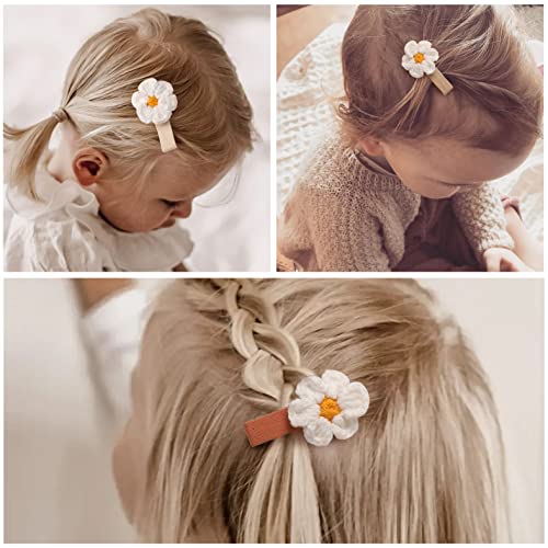 Hair Clips For Girls Women,10 Pcs Fully Lined Neutral Alligator Clips With Daisy Flower,Handmade Hair Accessories For Baby Newborn Toddlers All Age Girls #TOP4