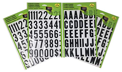 HY-KO Autoadesivo de 5 cm, números de vinil preto e branco (pacote com 2) e letras (pacote com 2)