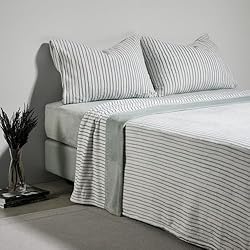 Ugg Sabanas Casa da Laura - Sábanas de Coralina Rayas Verde - Cama de 150/160 x 200 cm - 4 Piezas - Sábana Encimera, Bajera y 2 Fundas de Almohada - Coralina de 290 gr/m2 - Fabricado en Portugal