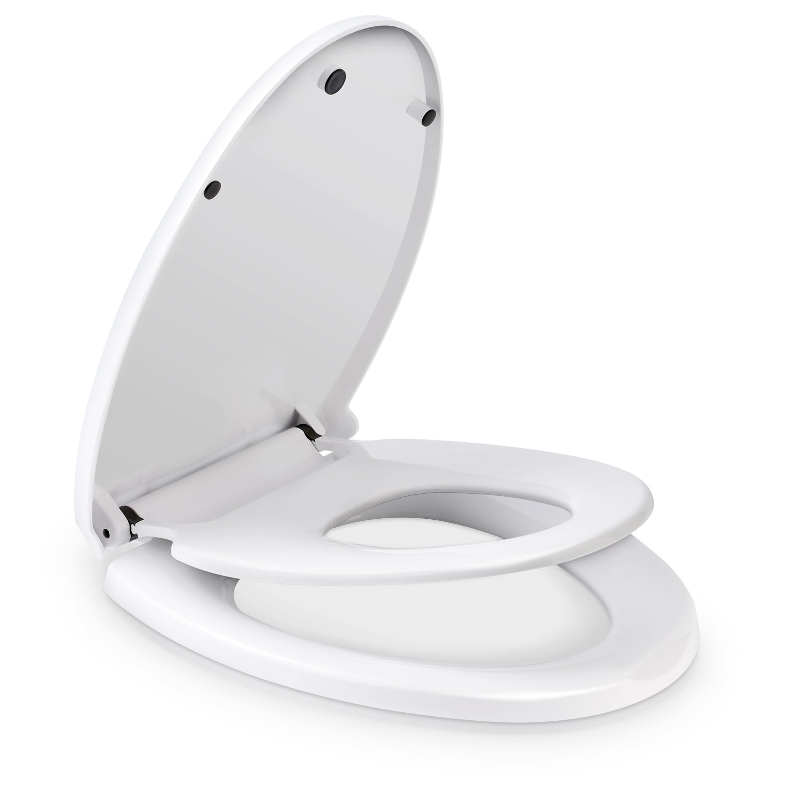 Trintion Family Toilet Seat Soft Close Toilet Seat Built-in Detachable Magnetic Family Toilet Lid with 360 Degree Adjustable Hinges for Toddlers Adults (V-Shaped) — image 1