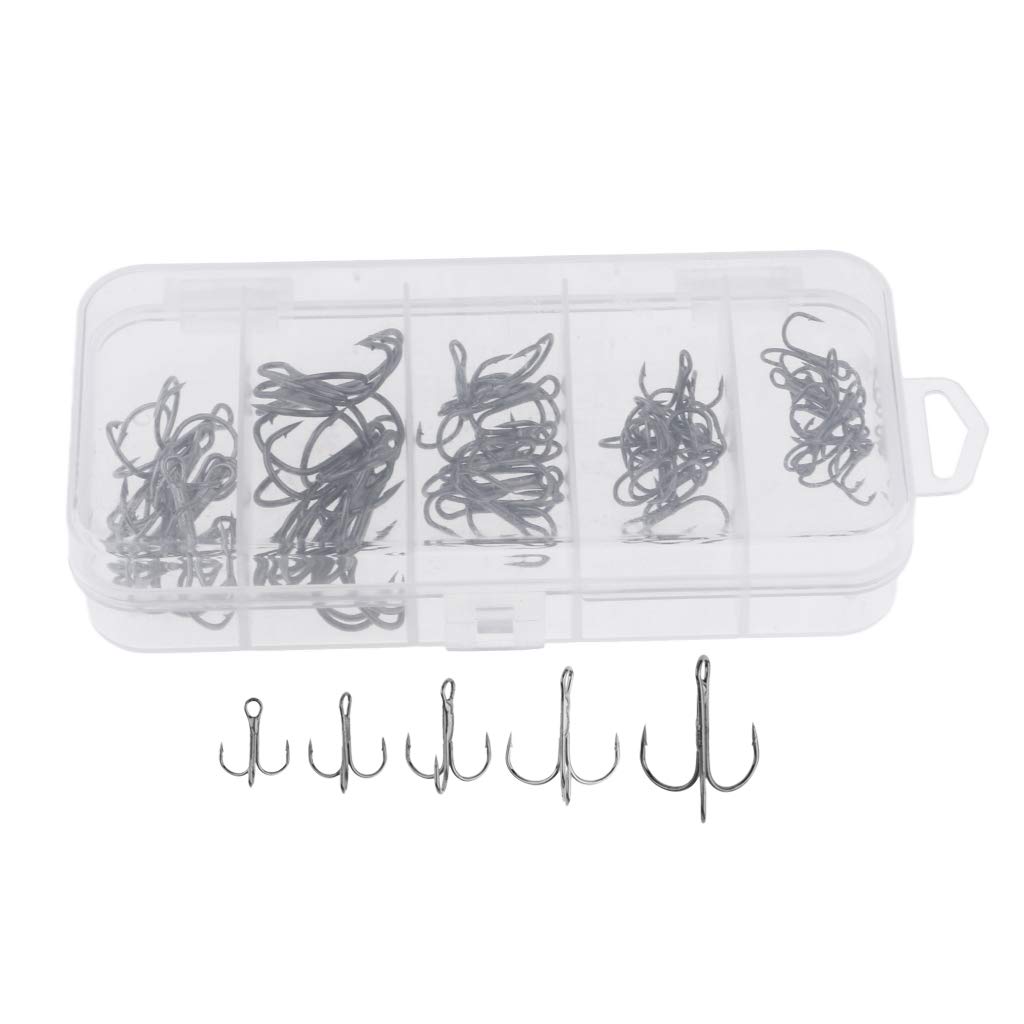1 ensemble de hameçons triples durables Barb Leurre Appât Sea Fish Hook Kit Noir M