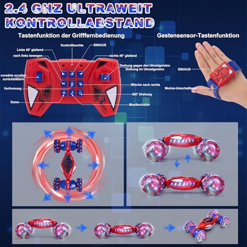 Ltteaoy Ferngesteuertes Auto ab 6-12 Jahre,Spider Spielzeug ab 6 7 8 9 10 11 12 Jahre Junge Geschenk Mädchen Junge Kinder RC Auto Drift Car… – Ansicht 5