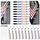 Sayglossy 250 Anniversary Veterans Day Gifts Bulk Patriotic Party Favor American Flag Ballpoint Pens USA Keychains Bookmarks for Memorial Day Souvenir Gifts(60 Pcs)