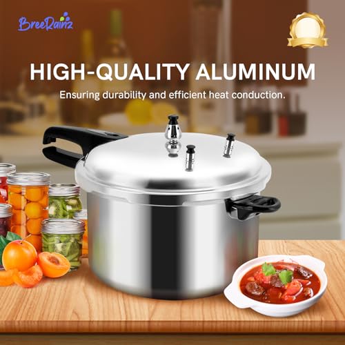 BreeRainz 12 Quart Pressure Cooker, Aluminum Pressure Canner w/Cooking Rack for Steaming,Canning and Stewing, Silver - Image 3