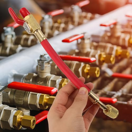 Válvulas de bola para manguera de carga de refrigeración Luxshiny, 3 piezas, resistentes a alta presión, herramientas para mantenimiento HVAC, rojas, amarillas y azules, para reparación y recarga eficiente de aire acondicionado miniatura 4