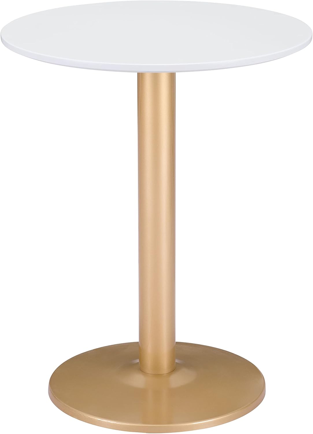 Alto Bistro Table White & Gold, White Dining Table, Modern Style, Painted MDF Round Shape Tabletop, Steel, Indoor Dining, 23.6" W x 23.6" D x 29.9" H