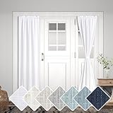 KOUFALL French Door Curtain Set of Single Panel,Linen Narrow Curtains for Door Skinny Sidelight Side Light Double Window,25x72 72 Inches Long,White