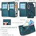 Lacass for Samsung Galaxy S25 Edge Detachable Crossbody Wallet Case, Compatible with Wireless Charging, [Cards Theft Scan Protection], Magnetic Case Stand PU Leather Zipper(Floral Cyan Green)