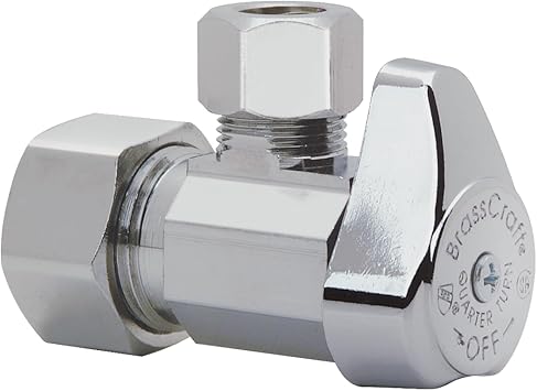 BrassCraft G2CR19X C1 1/2 in. NOM Comp Inlet x 3/8 in. OD Compression Outlet Chrome Plated Brass 1/4 Turn Angle Valve