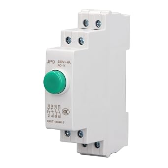 Din Rail Push Button, DIN Rail Mounted Pushbutton Switch AC230V 2NO 2NC Pushbutton Switch for Magnetic Start Switch Electric Line Control JP9B