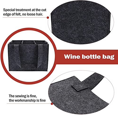 Image of GREENSHEEP 6 Bottle Wine Carrier Bag, Reusable Wine Bottle Tote Bag, Portable Wine Travel Bag with Handle for Picnic, Camping, Travel, Wine Tasting, Party (Grey)