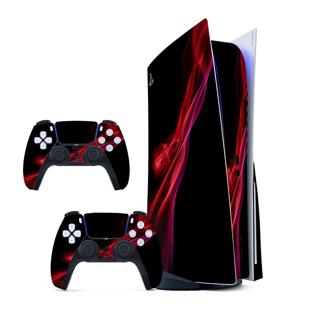 GADGETS WRAP Printed Vinyl Skin Sticker Decal for Sony PS5 PlayStation 5 Disc Edition Console & 2 Controller (Skin Only, Console & Controller not Included.) - Red Pink Curves (B0BW3YVW12) Amazon Price History, Amazon Price Tracker