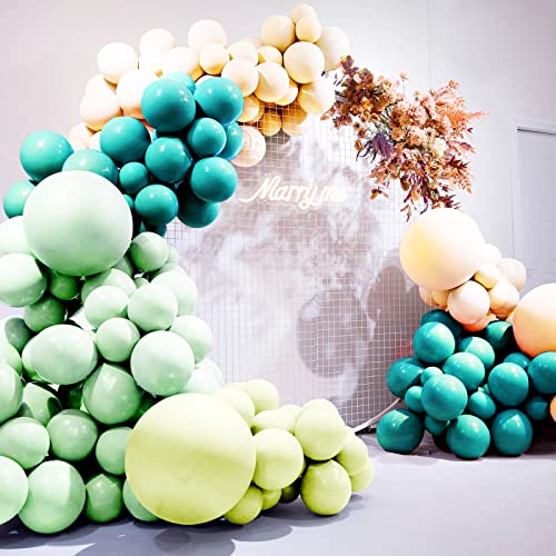 Abxmas Retro Avocado Green Balloon Garland Arch Kit, 91 Pieces Avocado Green Peacock Blue Holiday Party Decoration Balloons For Wedding Birthday Graduation Anniversary Party Background Decoration #TOP1