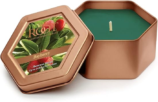 Root Candles Winter Holiday Scented Candles in Travel Tin 24-Hour Honeycomb Traveler Handcrafted Beeswax Blend Candle, 4-Ounce, Bayberry
